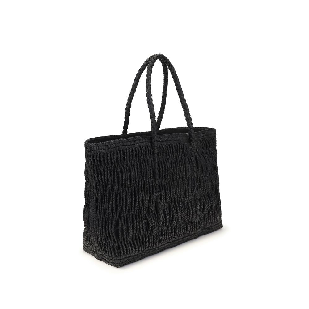 The Row Black Raffia Shoulder Bag