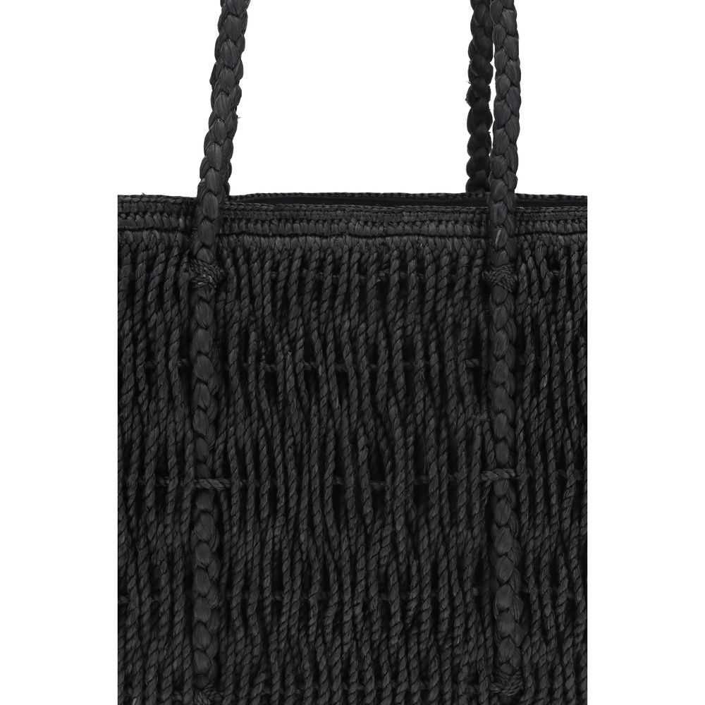 The Row Black Raffia Shoulder Bag