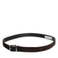 Dolce & Gabbana Men Brown Velvet Ridged Silver Buckle Belt