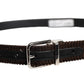 Dolce & Gabbana Men Brown Velvet Ridged Silver Buckle Belt