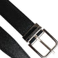 Dolce & Gabbana Black Calf Leather Classic Silver Buckle Belt