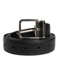 Dolce & Gabbana Black Calf Leather Classic Silver Buckle Belt