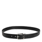 Dolce & Gabbana Black Calf Leather Classic Silver Buckle Belt