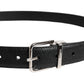 Dolce & Gabbana Black Calf Leather Classic Silver Buckle Belt