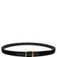 Dolce & Gabbana Men Black Velvet Gold Tone Metal Buckle Belt