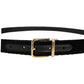 Dolce & Gabbana Men Black Velvet Gold Tone Metal Buckle Belt