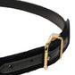 Dolce & Gabbana Men Black Velvet Gold Tone Metal Buckle Belt