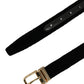 Dolce & Gabbana Men Black Velvet Gold Tone Metal Buckle Belt