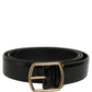 Dolce & Gabbana Black Patent Leather Gold Metal Buckle Belt