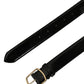 Dolce & Gabbana Black Patent Leather Gold Metal Buckle Belt