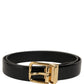 Dolce & Gabbana Black Classic Leather Gold Tone Buckle Belt