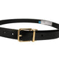 Dolce & Gabbana Black Classic Leather Gold Tone Buckle Belt