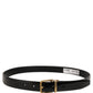 Dolce & Gabbana Black Classic Leather Gold Tone Buckle Belt