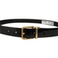 Dolce & Gabbana Black Classic Leather Gold Tone Buckle Belt