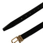 Dolce & Gabbana Black Classic Leather Gold Tone Buckle Belt