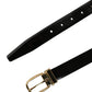 Dolce & Gabbana Black Classic Leather Gold Tone Buckle Belt