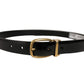 Dolce & Gabbana Black Classic Leather Gold Tone Buckle Belt