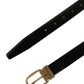 Dolce & Gabbana Black Classic Leather Gold Tone Buckle Belt