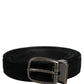 Dolce & Gabbana Black Cotton Metal Buckle Classic Men Belt