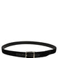 Dolce & Gabbana Black Velvet Silver Tone Metal Buckle Belt