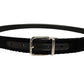 Dolce & Gabbana Black Velvet Silver Tone Metal Buckle Belt