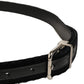 Dolce & Gabbana Black Velvet Silver Tone Metal Buckle Belt
