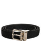 Dolce & Gabbana Black Classic Leather Silver Tone Buckle Belt