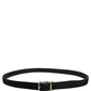 Dolce & Gabbana Black Classic Leather Silver Tone Buckle Belt