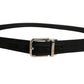 Dolce & Gabbana Black Classic Leather Silver Tone Buckle Belt