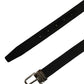 Dolce & Gabbana Black Classic Leather Silver Tone Buckle Belt
