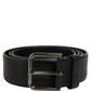 Dolce & Gabbana Black Calf Leather Classic Silver Buckle Belt