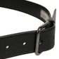 Dolce & Gabbana Black Calf Leather Classic Silver Buckle Belt