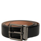 Dolce & Gabbana Black Calf Leather Silver Metal Buckle Belt