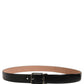 Dolce & Gabbana Black Calf Leather Silver Metal Buckle Belt