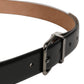 Dolce & Gabbana Black Calf Leather Silver Metal Buckle Belt