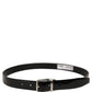 Dolce & Gabbana Black Classic Leather Silver Tone Buckle Belt