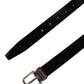 Dolce & Gabbana Black Classic Leather Silver Tone Buckle Belt