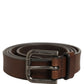 Dolce & Gabbana Brown Leather Silver Tone Metal Buckle Belt