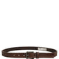 Dolce & Gabbana Brown Leather Silver Tone Metal Buckle Belt