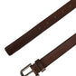 Dolce & Gabbana Brown Leather Silver Tone Metal Buckle Belt
