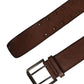 Dolce & Gabbana Belt Brown Leather Double Prong Metal Buckle