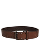 Dolce & Gabbana Belt Brown Leather Double Prong Metal Buckle