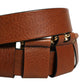 Dolce & Gabbana Brown Leather Gold Metal Rings Buckle Belt