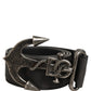 Dolce & Gabbana Black Leather Anchor Logo Metal Buckle Belt