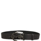 Dolce & Gabbana Black Leather Anchor Logo Metal Buckle Belt