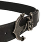Dolce & Gabbana Black Leather Anchor Logo Metal Buckle Belt