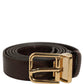 Dolce & Gabbana Men Brown Leather Gold Tone Metal Buckle Belt