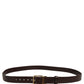 Dolce & Gabbana Men Brown Leather Gold Tone Metal Buckle Belt