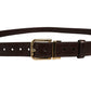Dolce & Gabbana Men Brown Leather Gold Tone Metal Buckle Belt