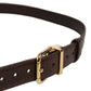 Dolce & Gabbana Men Brown Leather Gold Tone Metal Buckle Belt